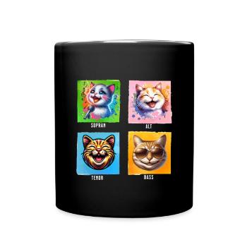 Sopran Alt Tenor Bass lustige Chor Katzen - Tasse einfarbig - Schwarz - Vorne