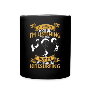 Kiteboarding Kitesurfer - But in my head I'm - Full Colour Mug - black - Front