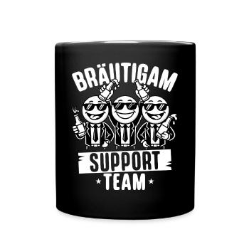 Junggesellenabschied Männer T-Shirt JGA Poltern - Tasse einfarbig - Schwarz - Vorne
