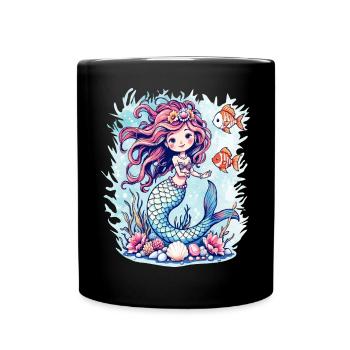 Zauberhafte Meerjungfrau Illustration - Tasse einfarbig - Schwarz - Vorne