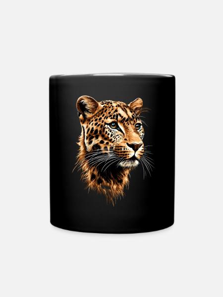 Leopard Panther Raubkatze Katze Panter Leoparden - Tasse einfarbig - Schwarz
