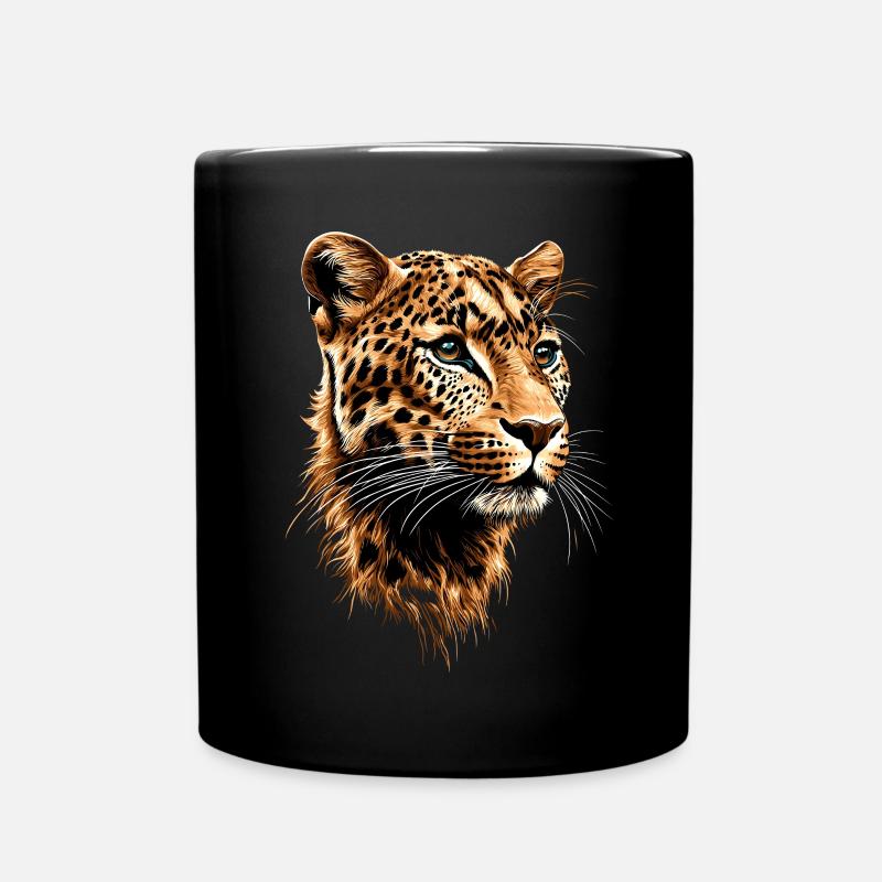 Leopard Panther Raubkatze Katze Panter Leoparden - Tasse einfarbig - Schwarz