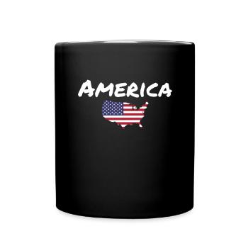 America USA Map American Flag America - Full Colour Mug - black - Front