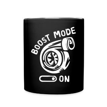 boost mode on - Turbo Cartoon für Tuner Autofans - Tasse einfarbig - Schwarz - Vorne