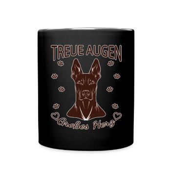 Dobermann Design – Herz & Treue Rust - Tasse einfarbig - Schwarz - Vorne