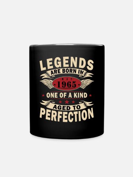 Legenden Mai 1965 Geburtstag Vintage Mai 1965 - Ensfarvet krus - sort