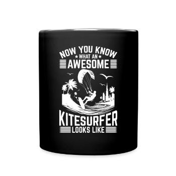 Now You Know What An Awesome Kitesurfer Looks Like - Tasse einfarbig - Schwarz - Vorne