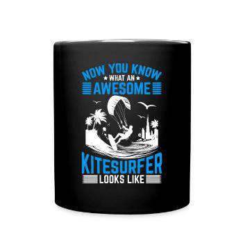 Now You Know What An Awesome Kitesurfer Looks Like - Tasse einfarbig - Schwarz - Vorne