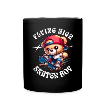 Ours en peluche skateur sur skateboard - Mug uni - noir - Devant