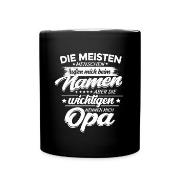 Die wichtigsten Menschen nennen mich Opa Enkel  - Tasse einfarbig - Schwarz - Vorne