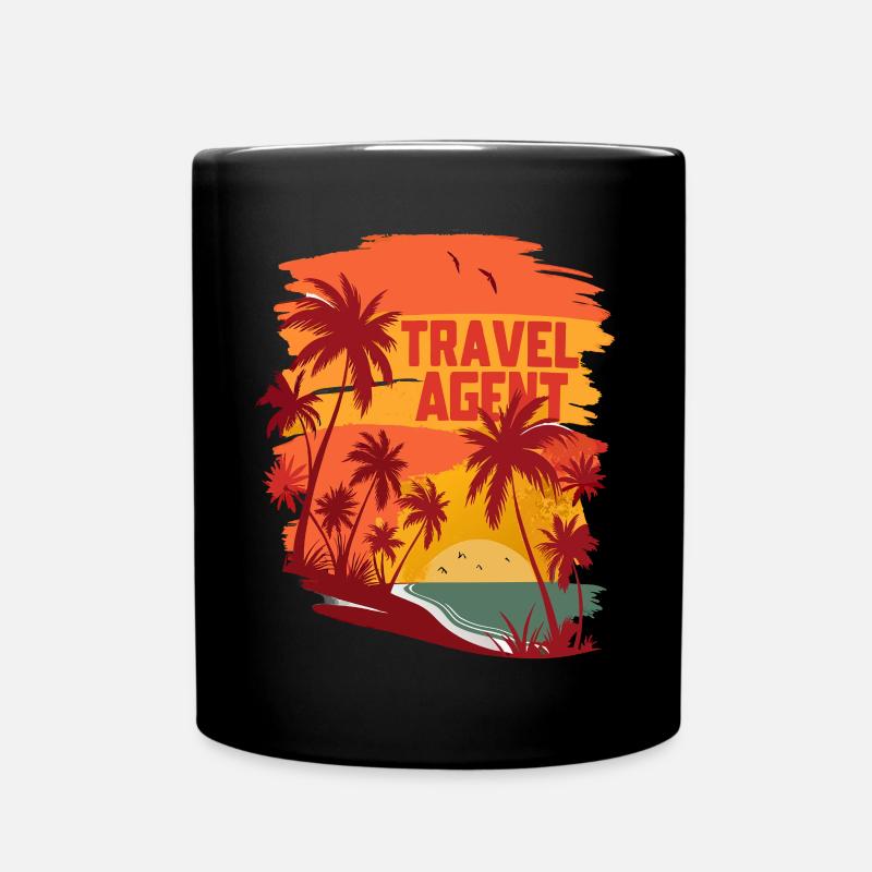 Travel Agent Summer Time Sea Beach with Palm Trees - Tasse einfarbig - Schwarz