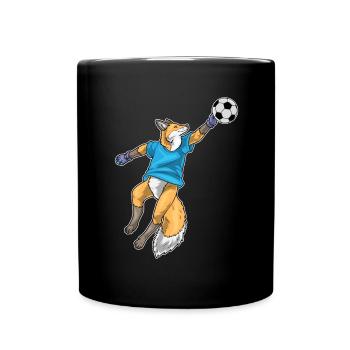 Fuchs Fußballspieler Fußball - Tasse einfarbig - Schwarz - Vorne