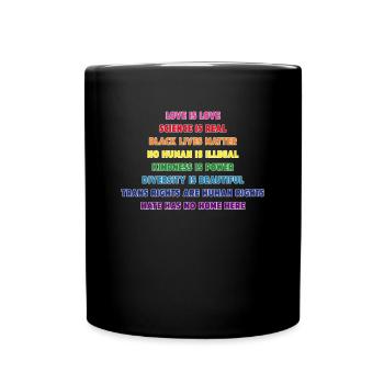 Human Rights Gay LGBTQ+ Pride Rainbow Flag - Full Colour Mug - black - Front