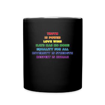 Gay LGBTQ+ Pride Regenbogenflagge Menschenrechte F - Tasse einfarbig - Schwarz - Vorne