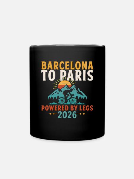 Barcelona to Paris – Powered by Legs 2026 Berge - Tasse einfarbig - Schwarz
