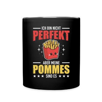 Pommes Fritten Pommes Liebhaber Fast Food - Tasse einfarbig - Schwarz - Vorne