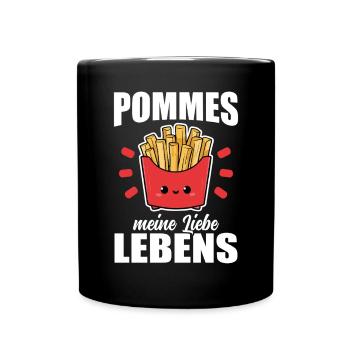 Pommes Pommesbuden Brater - Tasse einfarbig - Schwarz - Vorne