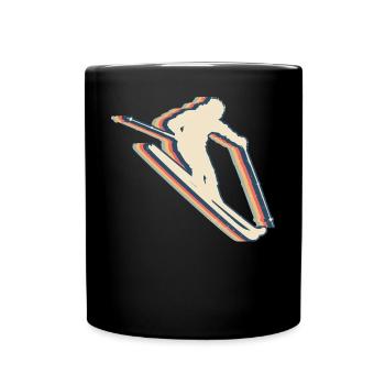 Skiing Ski Skier Retro Line Art - Full Colour Mug - black - Front