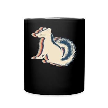 Skunk Raccoon Retro Line Art - Full Colour Mug - black - Front