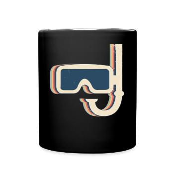 Schnorcheln Schnorchel Schnorchler Retro Line Art - Tasse einfarbig - Schwarz - Vorne