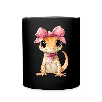 Coquette Bogen Haubengecko Eidechse Mom Girl Rosa - Tasse einfarbig - Schwarz - Vorne