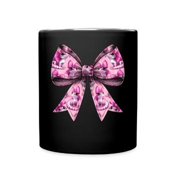 Coquette Bow Crested Gecko Lizard Pattern Mom Girl - Full Colour Mug - black - Front