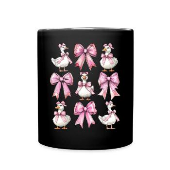 Coquette Bow Goose Duck Mom Girl Pink Muttertag - Tasse einfarbig - Schwarz - Vorne