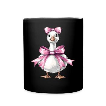 Coquette Bow Goose Duck Mom Girl Pink Muttertag - Tasse einfarbig - Schwarz - Vorne
