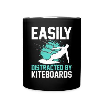 Kitesurfer - Easily distracted by Kiteboards - Full Colour Mug - black - Front