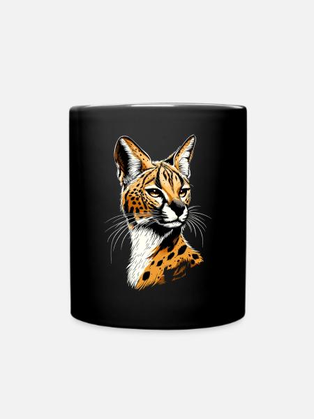 Serval Raubkatze Afrika Savannah Leopard Katzen - Tasse einfarbig - Schwarz