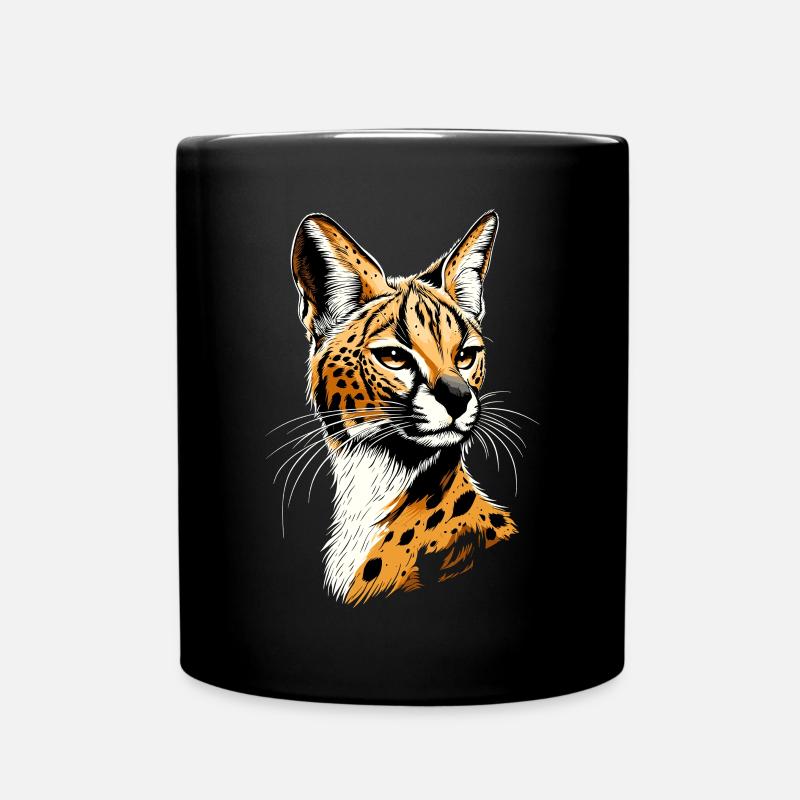 Serval Raubkatze Afrika Savannah Leopard Katzen - Tasse einfarbig - Schwarz