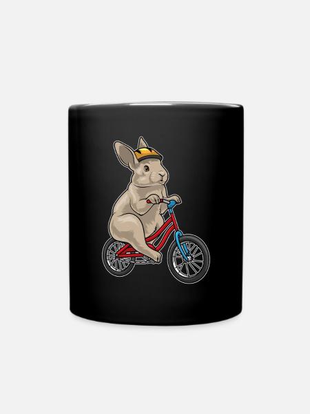 Hase Fahrrad - Tasse einfarbig - Schwarz