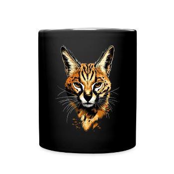 Serval Raubkatze Afrika Savannah Leopard Katzen - Tasse einfarbig - Schwarz - Vorne
