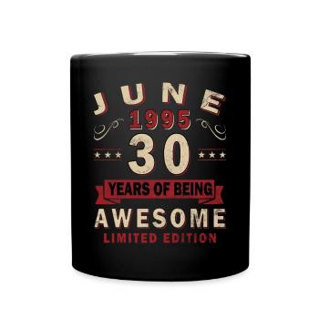 30ème anniversaire Légendaire Juin 1995 Millésime 1995 - Mug uni - noir - Devant