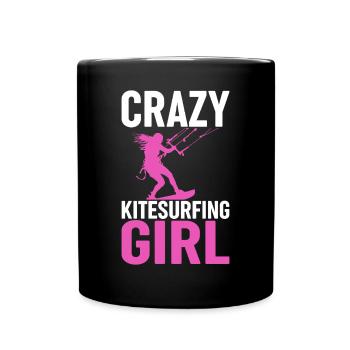 Kiteboarding Kitesurfer - Crazy Kitesurfing girl - Mug uni - noir - Devant