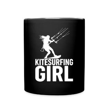 Kitesurfing girl - Kiteboarding Kitesurfer - Tasse einfarbig - Schwarz - Vorne