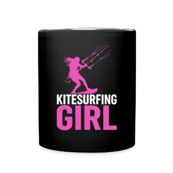 Kiteboarding Kitesurfer - Kitesurfing girl - Tasse einfarbig - Schwarz - Vorne