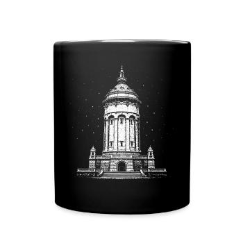 Mannheim's landmark at night - Full Colour Mug - black - Front