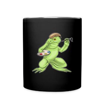 Frosch Maler Pinsel Malen - Tasse einfarbig - Schwarz - Vorne