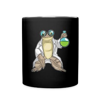 Frosch Wissenschaftler Reagenzglas Labor - Tasse einfarbig - Schwarz - Vorne
