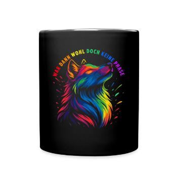 Wolf LGBTQ CSD LGBT Gay Pride Regenbogen Flagge - Tasse einfarbig - Schwarz - Vorne