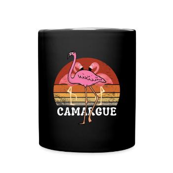 CAMARGUE FLAMANDS ROSES RETRO VINTAGE - Mug uni - noir - Devant