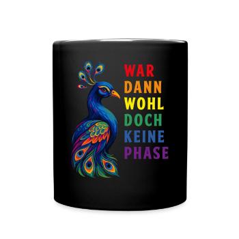 Pfau LGBTQ CSD LGBT Gay Pride Regenbogen Flagge - Tasse einfarbig - Schwarz - Vorne
