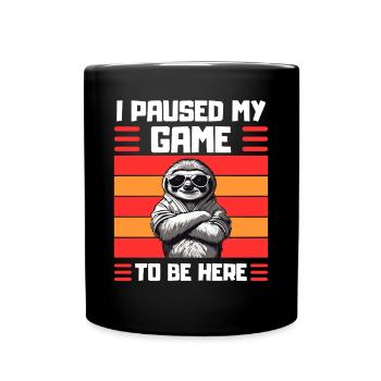 Gamer Sloth Saying Gaming Humor - Full Colour Mug - black - Front
