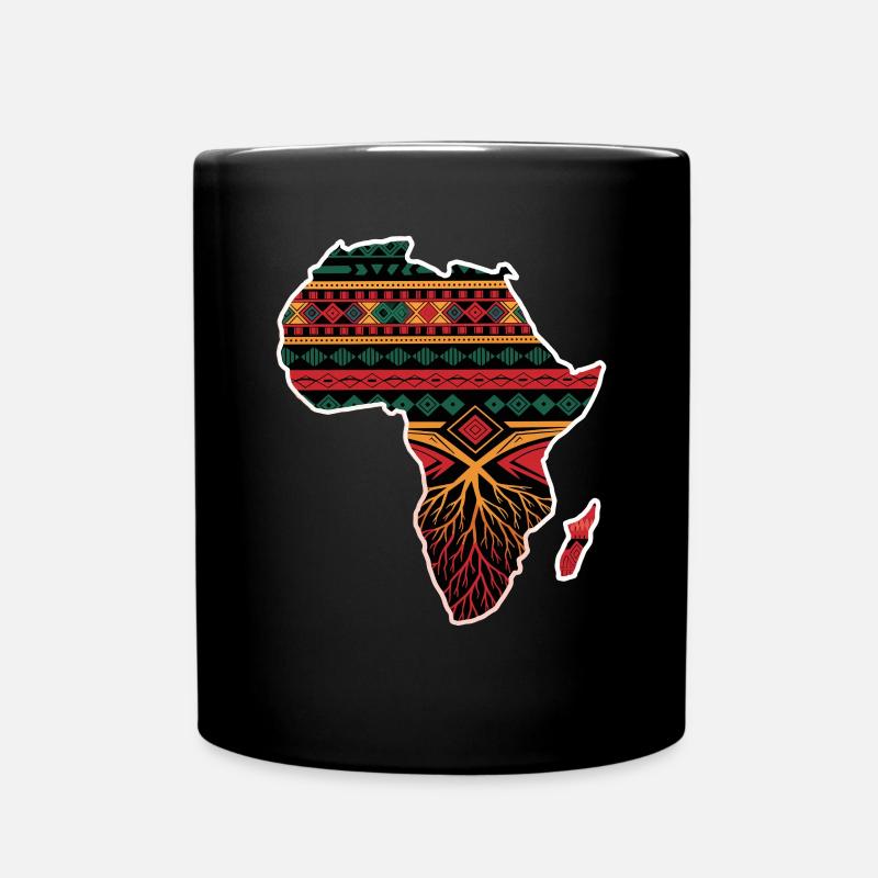 Afrikanische Muster Karte mit Wurzeln - Tasse einfarbig - Schwarz