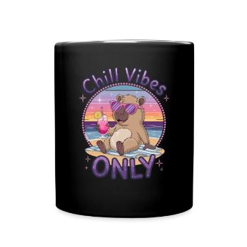 Chill Vibes Only Summer Beach Party Capybara - Mug uni - noir - Devant