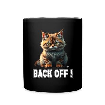 Cute Evil Red Cat Says Go Away! Back off! - Full Colour Mug - black - Front