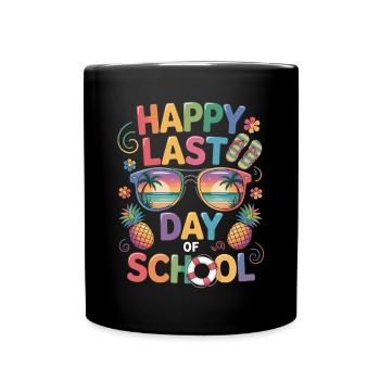 Last Day of School Summer Vacation Saying - Full Colour Mug - black - Front