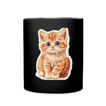 Süsse Katze Kätzchen - Tasse einfarbig - Schwarz - Vorne