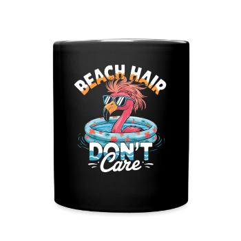 Cheveux de plage Don’t Care Flamingo Summer - Mug uni - noir - Devant